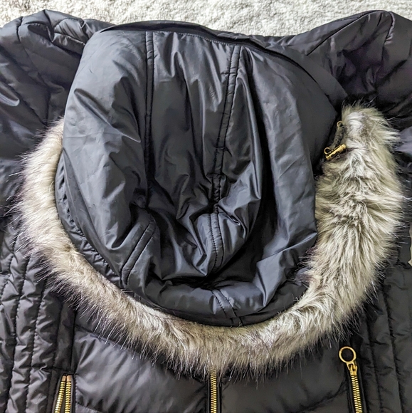Anne Klein Women's Winter Puffer Parka Jacket Faux Fur Hooded, Large, Black - Picture 4 of 11